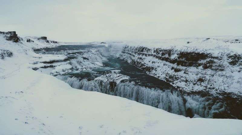 Island im Winter Wasserfall Gullfoss